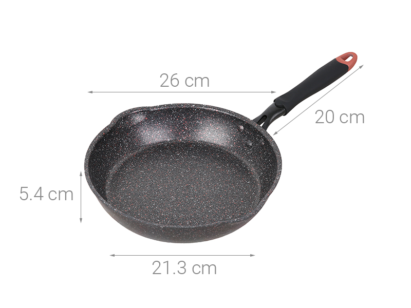 Chảo Nhôm chống dính sâu lòng, vân đá, đáy từ,Size26 Kangaroo KG661M