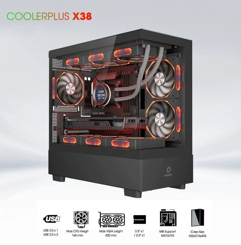 Case Coolerplus CPC-X38B (MATX/ITX) NO FAN
