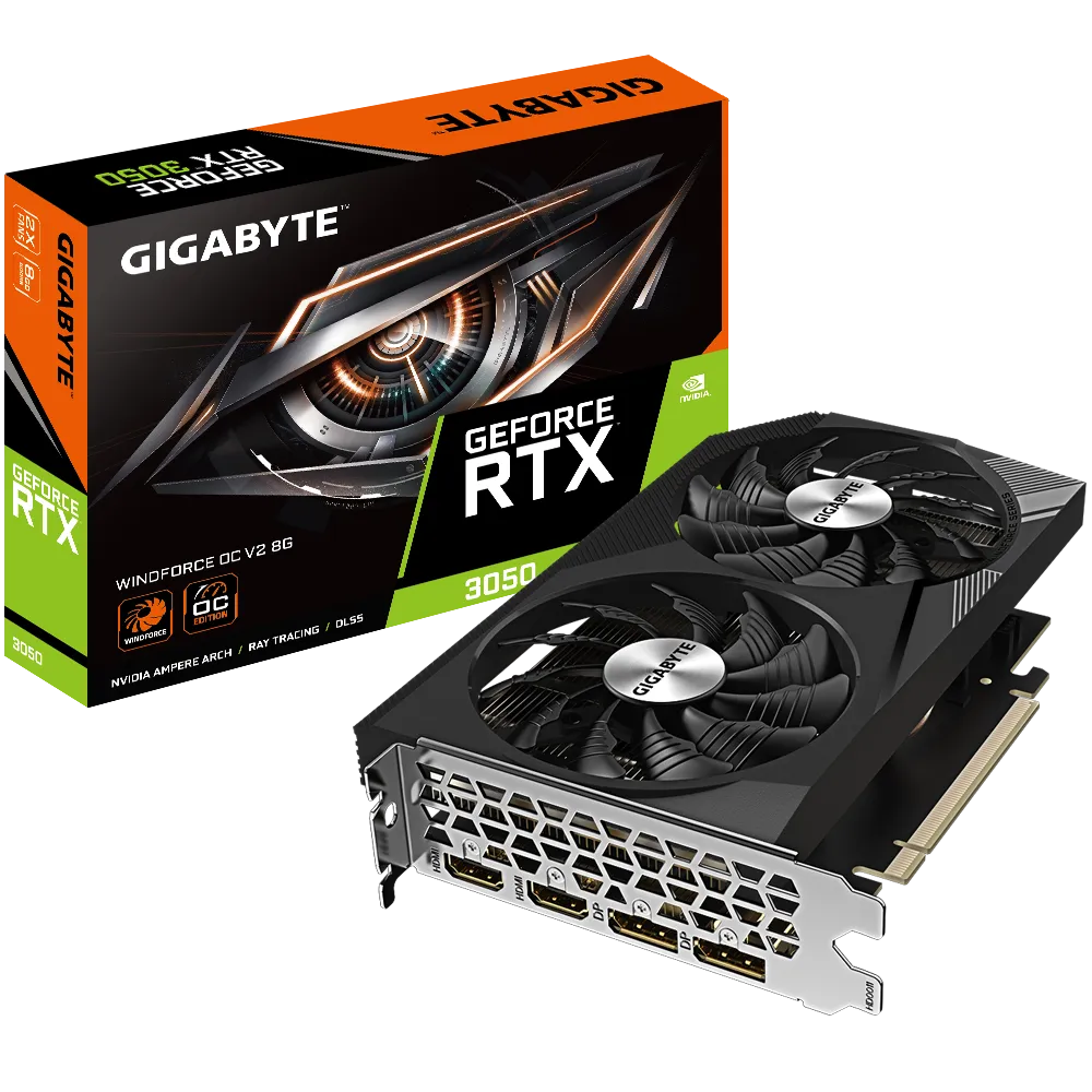 VGA Gigabyte GeForce RTX 3050 WINDFORCE OC V2 8GB (N3050WF2OCV2-8GD)