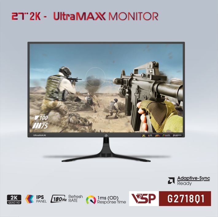 Màn Hình Monitor VSP 2K G2718Q1 27inch / 2K/ IPS/ 180Hz/ Đen